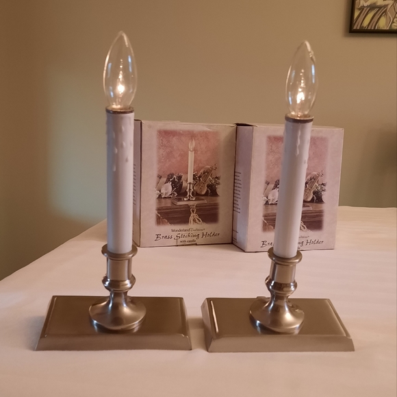 Vintage 2000 Brass Christmas Stocking Holder with Candle - Picture 5 of 6